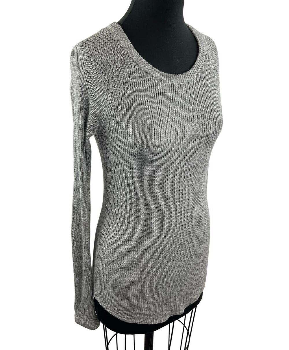 Lululemon Sweater Gray Ribbed Round Neck Thumb Hole Running Knit Size S 4/6 ?
